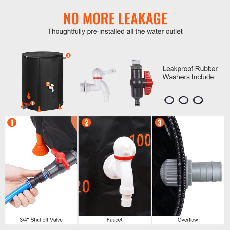 VEVOR Weather Resistant Plastic Dual Overflow Rain Barrel with Diverter Kit, 40.6" H x 27.6" W x 27.6" D
