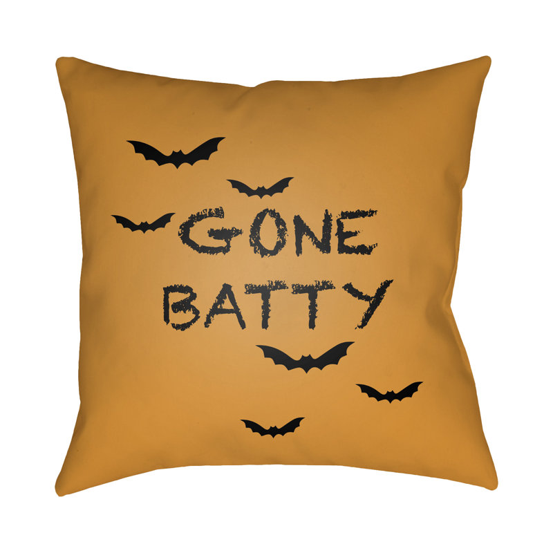 Indoor/Outdoor Throw Pillow, Orange, Black, 18" H x 18" W x 4" D