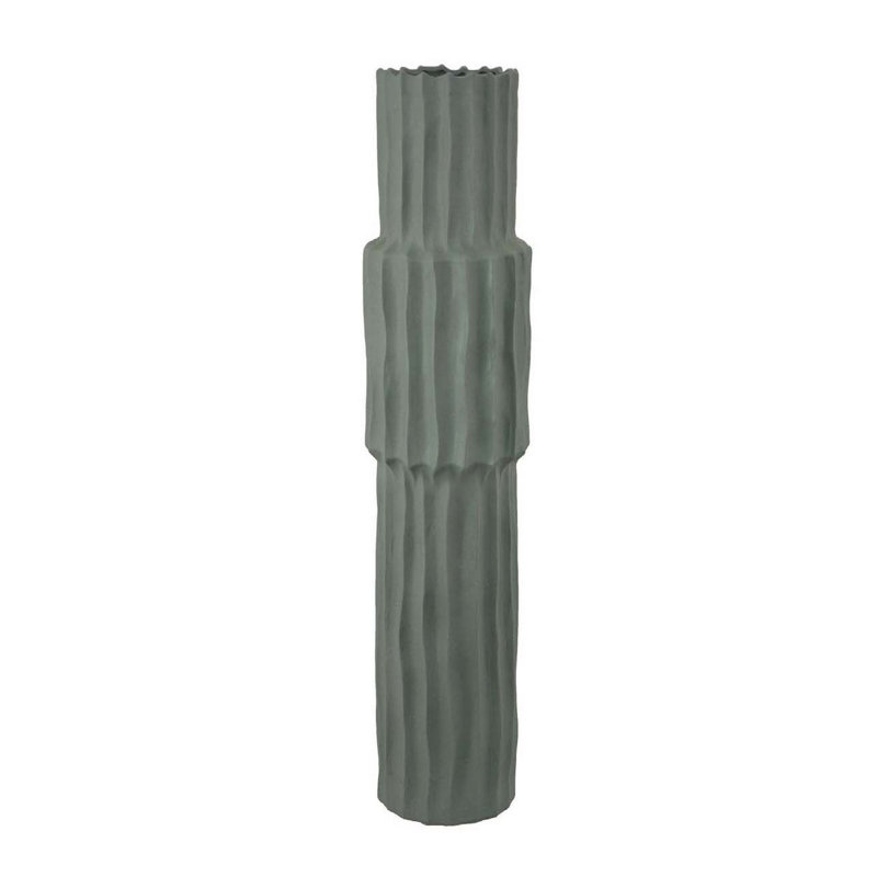 Decorative Accent Vase, Sleek Cactus Design,  Green Ceramic, 29.5" H x 8.25" W x 8.25" D