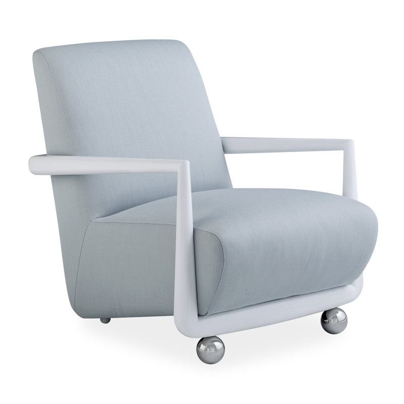 St. Germain Club Chair, White/Sliver, Belfast Stone Viscose/Linen/Cotton/Acrylic