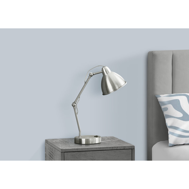 h lampe de table 1 pièce en métal nickel noir 17 po
