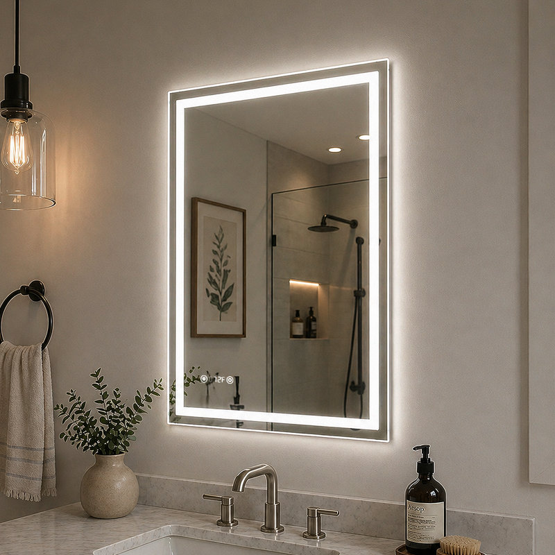 Currin 24 in. W x 36 in. H Rectangular Frameless LED Wall Bathroom Vanity Mirror, 36" x 24"