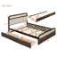 Grand lit plateforme en bois avec lit gigogne et 2 tiroirs de rangement, espresso, sans sommier-118377443