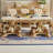 Deluxe Golden Marble Rectangular Dining Table Sets-107276911