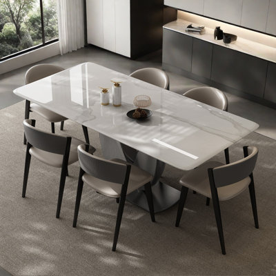 Modern Rectangular Faux Marble Dining Table