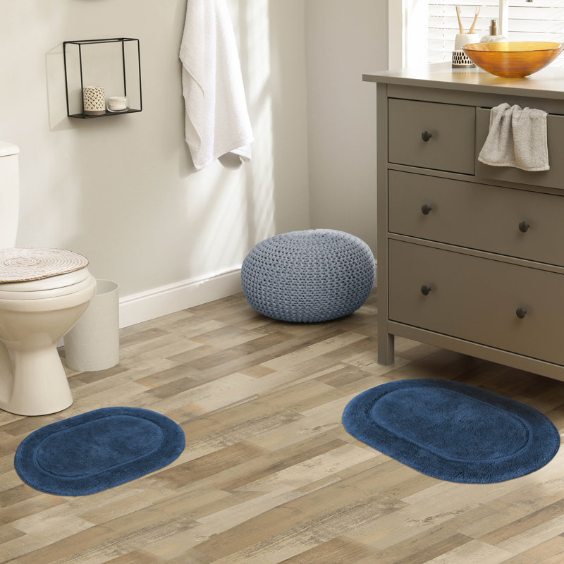Ensemble de tapis de salle de bain 2 pièces Sandcliff, Bleu / ovale