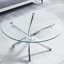 Table basse ronde moderne en verre trempé avec pieds en acier inoxydable (table basse uniquement, sans chaises)