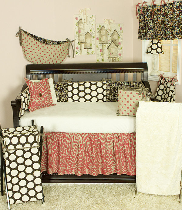 Raspberry Dot 100% Cotton Crib Bedding Set