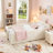 Upholstered Platform Bed With Cute Rabbit Ear Shaped Headboard, Safety Rail, And Pocket, Boucle Fabric-1351022916