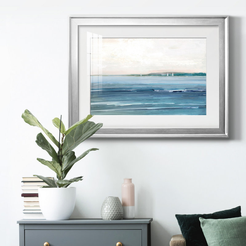 " Distant Twilight " Painting Print, Silver Framed, 22.5" H x 30.5" W x 1" D, White