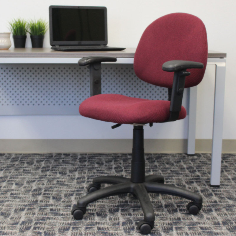 Task Chair, Burgundy Tweed, Adjustable Arms