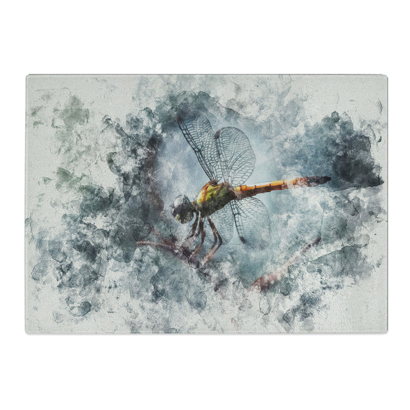 Dragonfly Vol.5 Watercolour Chopping Board, 0.4cm H x 28.5cm W x 39cm L