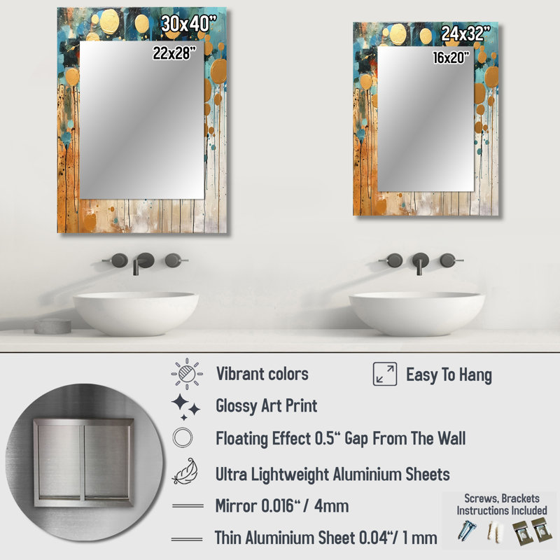 «I'm Take It Under Considération IV», décor de miroir mural unique et minimaliste, grand miroir moderne, art imprimé en métal
