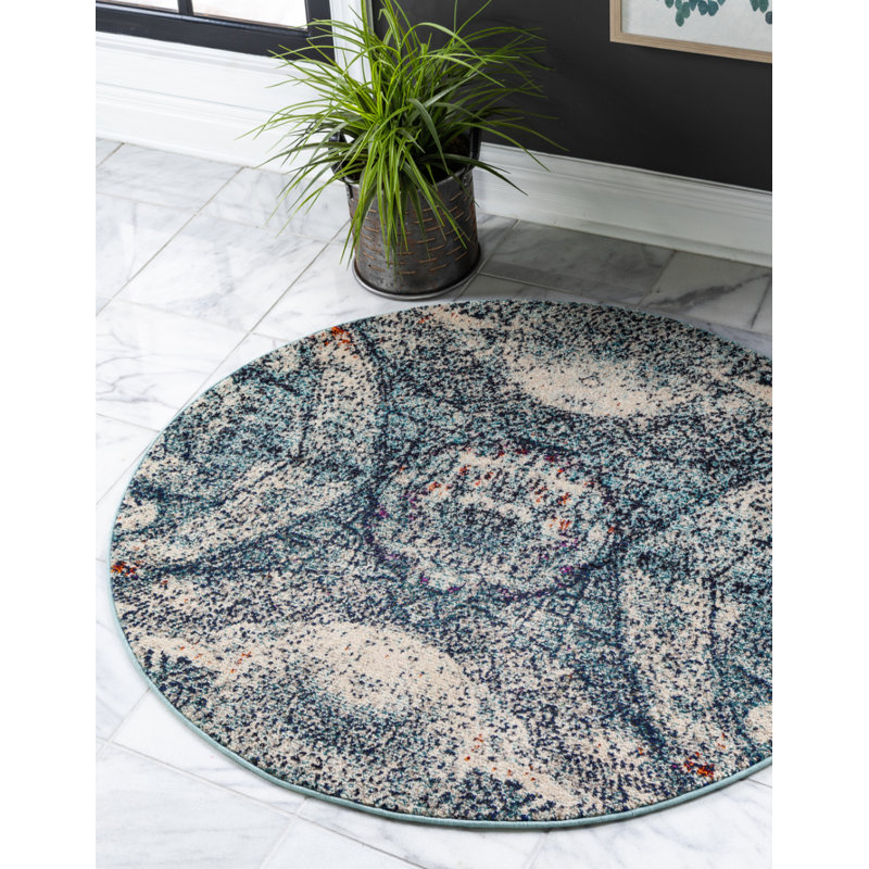 Dimonetta Washable Geometric Indoor Rug, Round 4'1"
