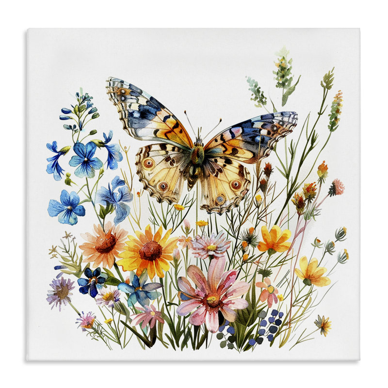  Art mural sur toile Spring Butterfly Garden par LSR Design Studio, H 17 po x l 17 po