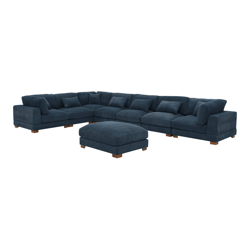 Willesden  Modular Corduroy Sectional, Dark Blue Corduroy