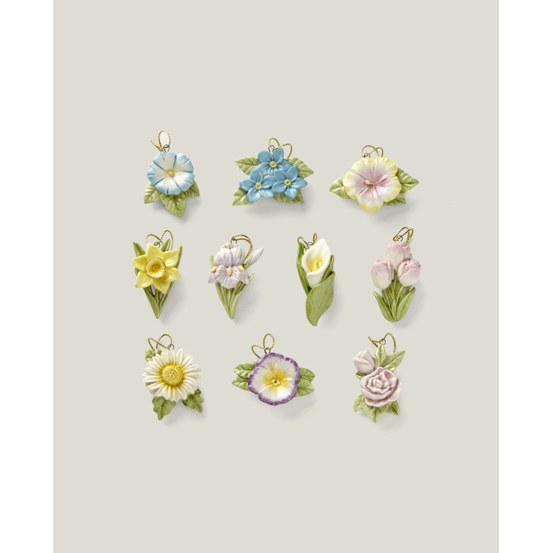 Celebrate Flowers 10-Piece Ornament Set