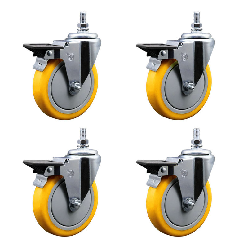 Polyurethane 10MM Threaded Stem Caster with Brake