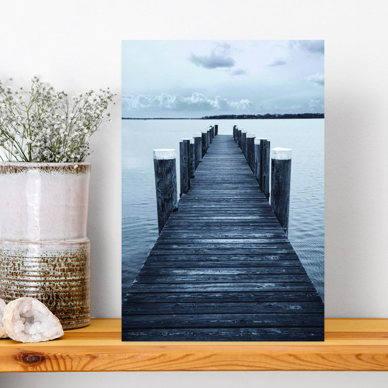 «Pier Two Peaceful Abstract Coastal Landscape», art mural, H 18 po x l 12 po