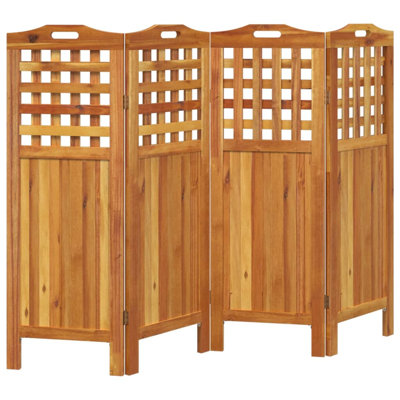 Paravent en bois d'acacia massif 63,8 x 0,8 x 45,3 po à 4 panneaux