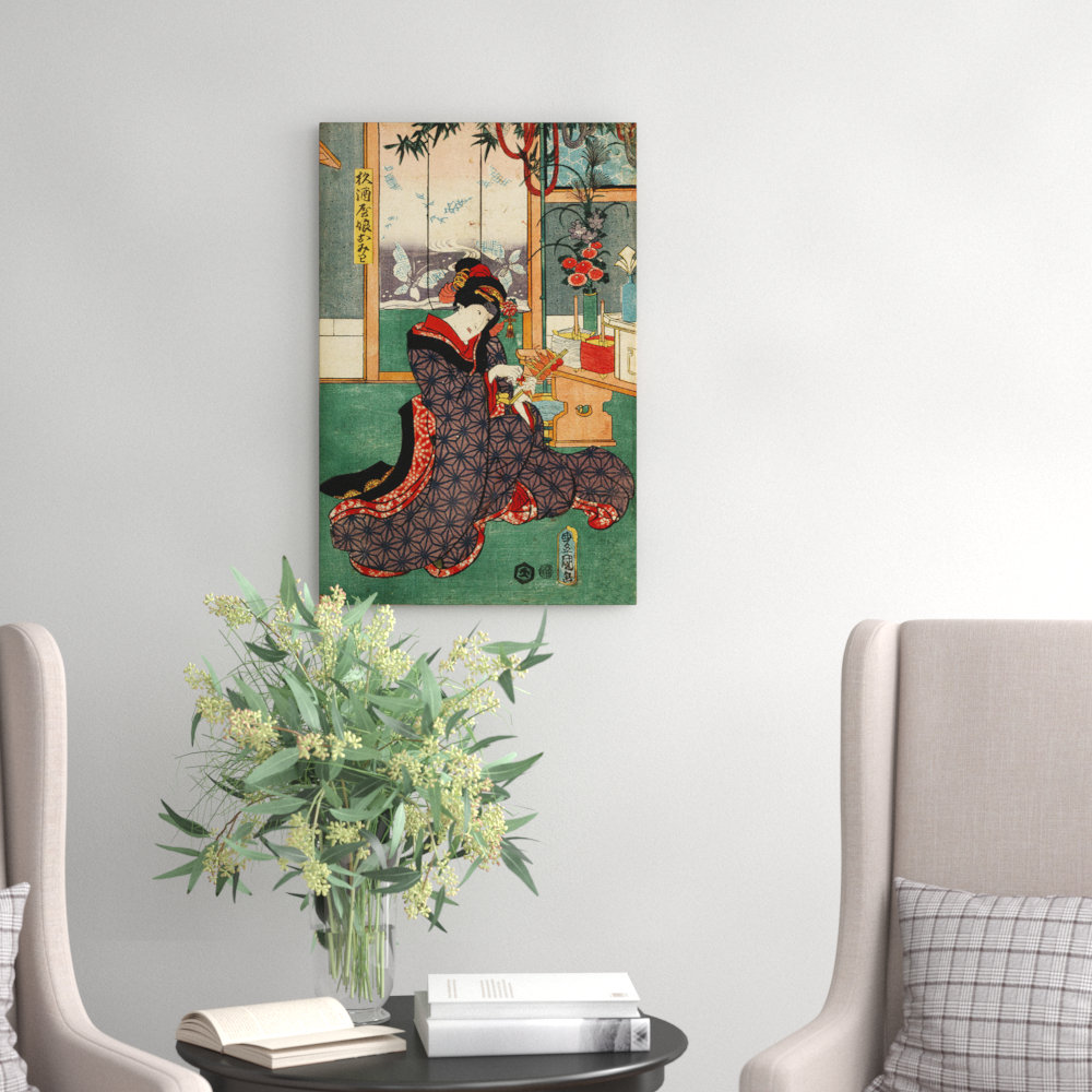 Vintage Japanese Oriental by Utagawa Toyokuni - Wrapped Canvas