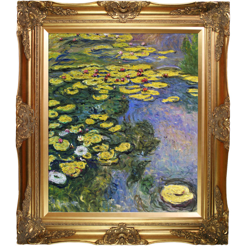 "Lys d’eau" par Claude Monet, peinture sur toile encadrée Luxury Line, H 32 po x l 28 po x P 2 po, Or victorien