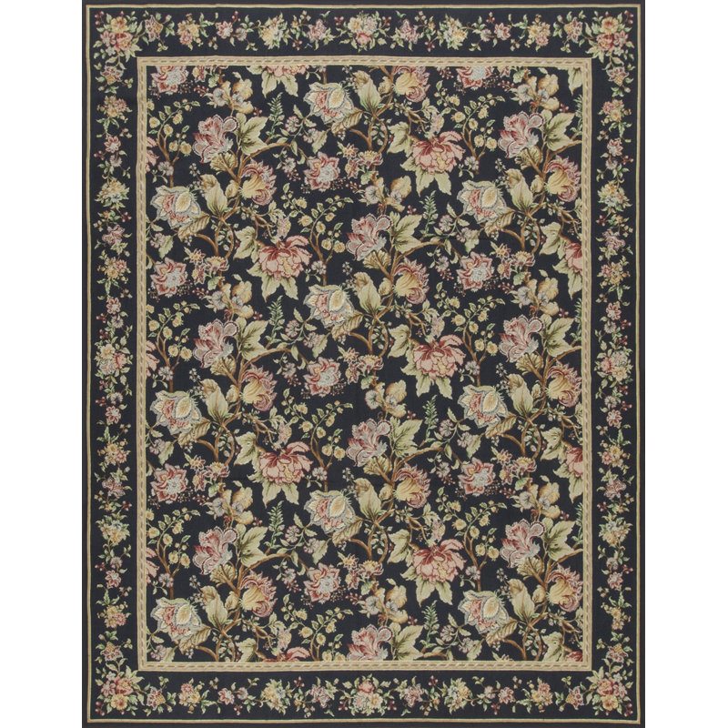 Highland Needleworks Hand Woven Wool Floral and Oriental Area Rug, Runner 2'6" x 12'