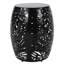 Table en métal de style moderne - Noire, 42 cm (l) x 42 cm (p) x 52 cm (h), aucun assemblage requis. Côté en fer avec motif tropical.