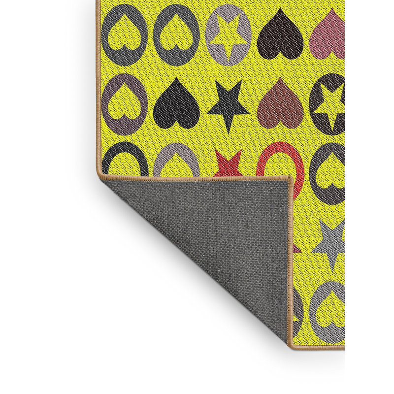 Tapis rouge/jaune/noir à motifs Tuesday, Rectangle 5 pi x 7 pi