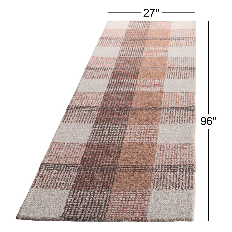 Tapis en laine et coton touffeté à la main Bette, Tapis de couloir 2 pi 3 po x 8 pi
