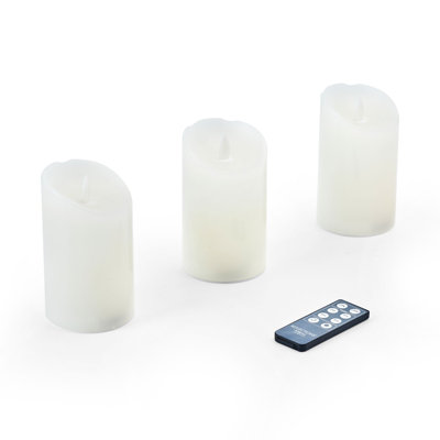 Mikasa Unscented Realistic-Flame LED Wax Pillar Candles