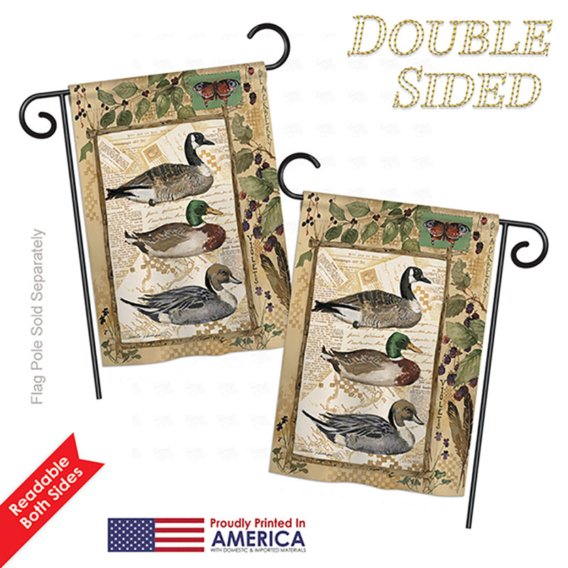 Canards et oies nature vie du faune sauvage à 2 côtés 18,5 x 13 po drapeau de jardin