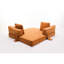 Lit d'appoint en chenille orange - base pliable, revêtement, lit escamotable amovible de style rétro, coussin moelleux pour le confort
