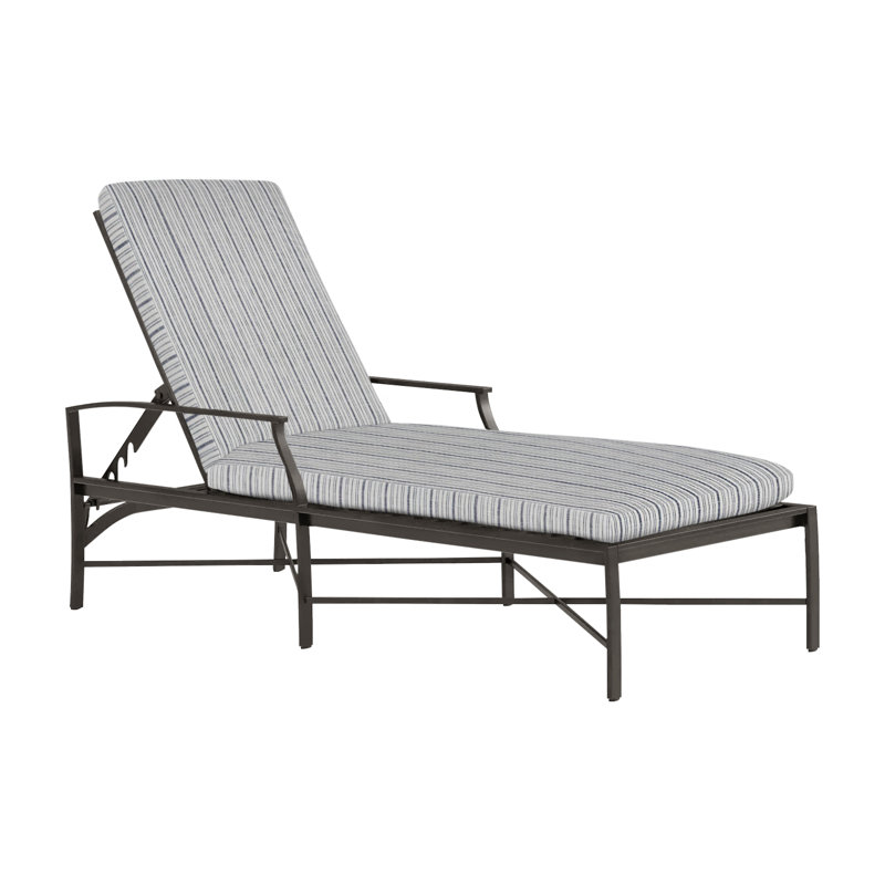 Monaco 76" Long Reclining Single Chaise with Cushions, Welt, Natural White, Slate Gray