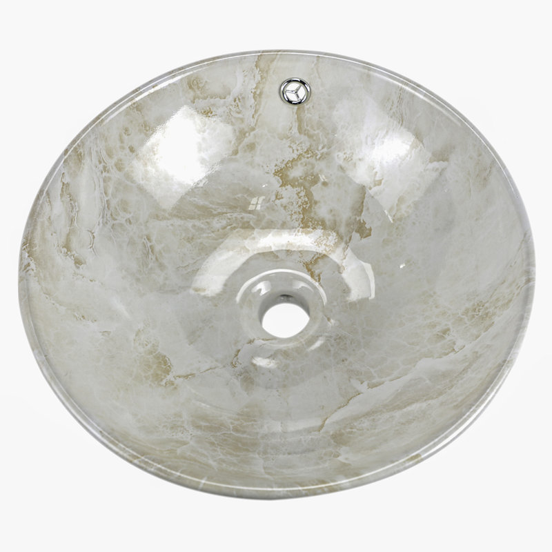 Lavabo vasque en marbre Crema avec trop-plein