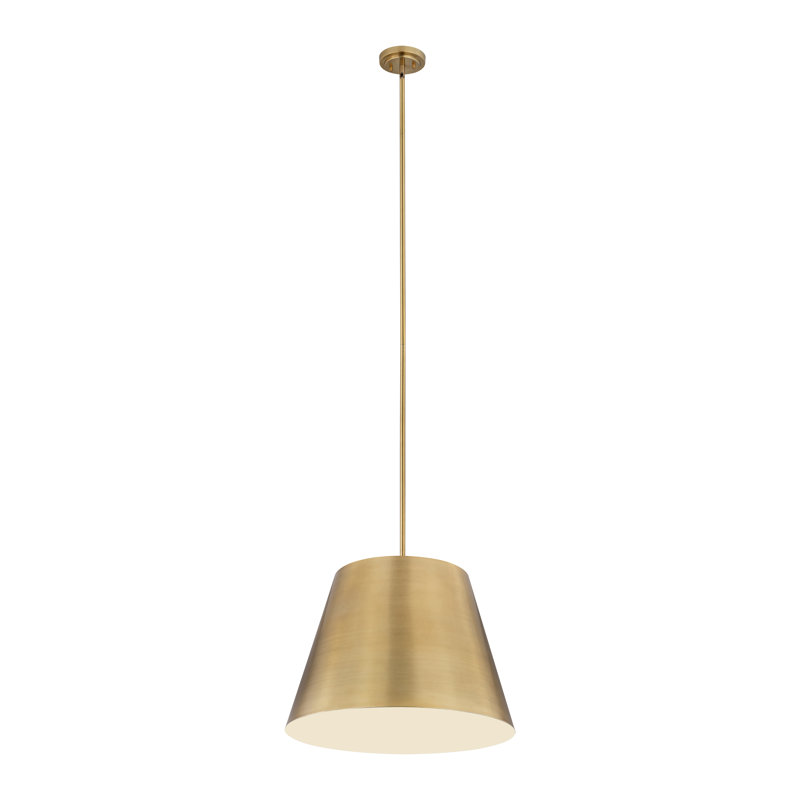 Luminaire suspendu à 1 lumière Wolleik, H 99 po x l 24 po x P 24 po, Laiton frotté