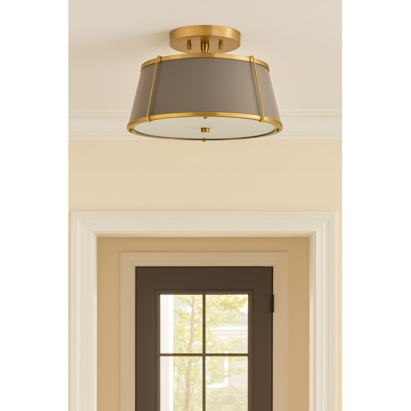 Clarke Medium Semi-Flush Mount, Lacquered Dark Brass, Lacquered Dark Brass