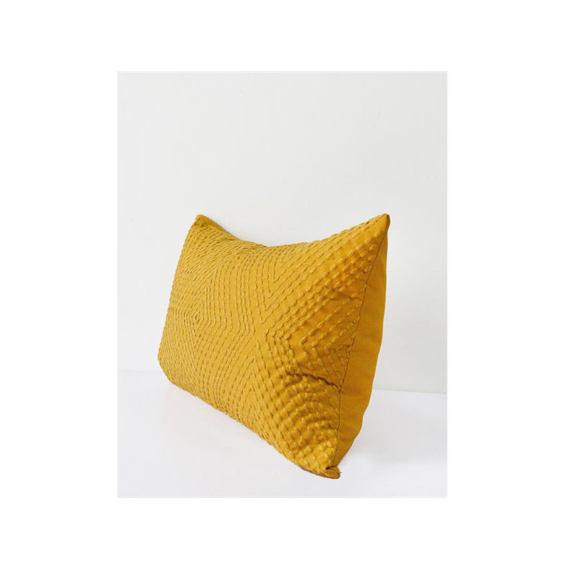  Embroidered Lumbar Pillow, Pillow Cover Only - No Insert, Yellow