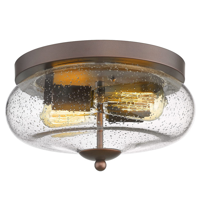 Chrome Finish Flush Mount Ceiling Light Fixture, Bronze