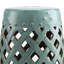 Tabouret de jardin en céramique 13 po x 18 po, bleu antique, céramique, polyvalent pour les espaces extérieurs et intérieurs, tabouret décoratif, finition bleue, intérieur et extérieur, mobilier