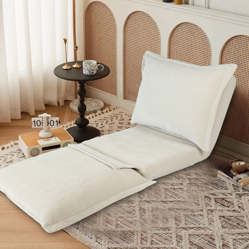 Fauteuil convertible convertible: canapé-lit avec dossier réglable et coussins - beige, Tissu crème antique