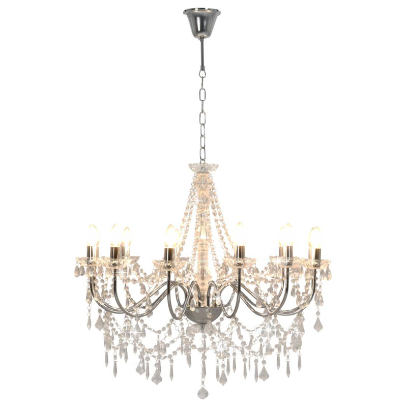 Shah 12 - Light Candle Style Chandelier, Silver