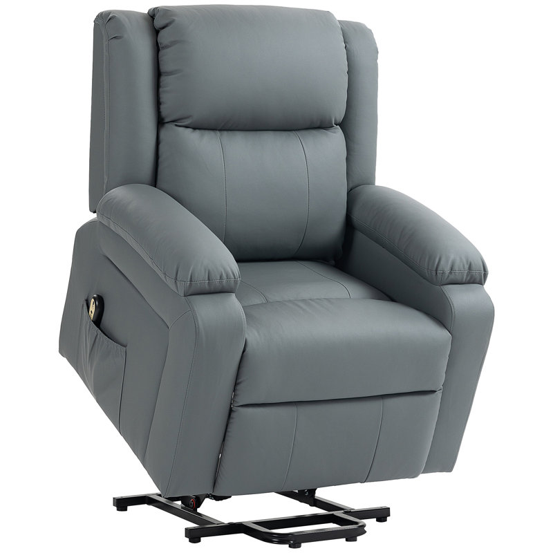Fauteuil relevable, fauteuil inclinable en cuir PU avec poches latérales, brun, Similicuir gris