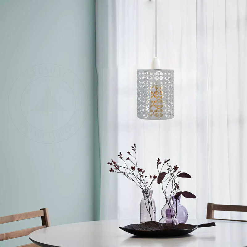 Hallberg Metal Drum Lamp Shade ( Screw On ), White