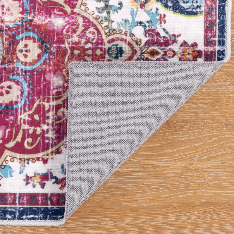 Machine Washable Non-Slip Kitchen Mat, Red/Purple