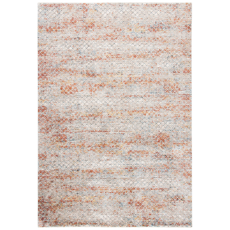 Tapis beige / rouille à motif abstrait Breelee, Rectangle 9 pi x 12 pi