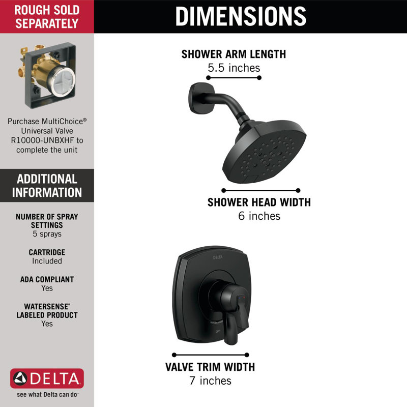 Stryke Shower Faucet Trim with H2Okinetic, Black