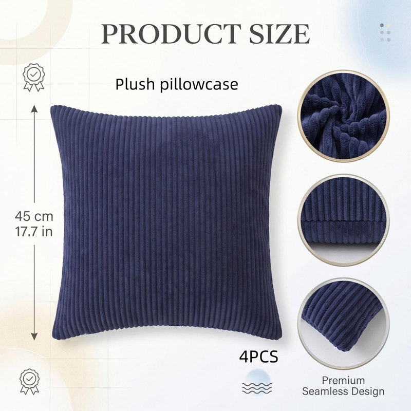 Housse de coussin simple à rayures, Navy Blue
