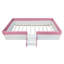  Structure de lit de jour rembourré avec clôture en polyuréthane et escalier à 2 niveaux, lit plateforme à lattes (ROSE + BLANC)-409039962