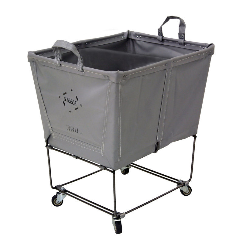 Rolling Laundry Basket with Handles, Grey Vinyl, 1